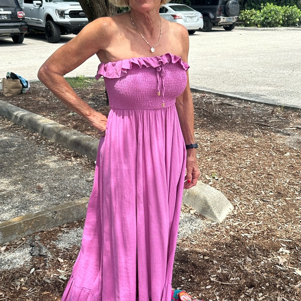 Free People Strapless Pink Maxi Dress